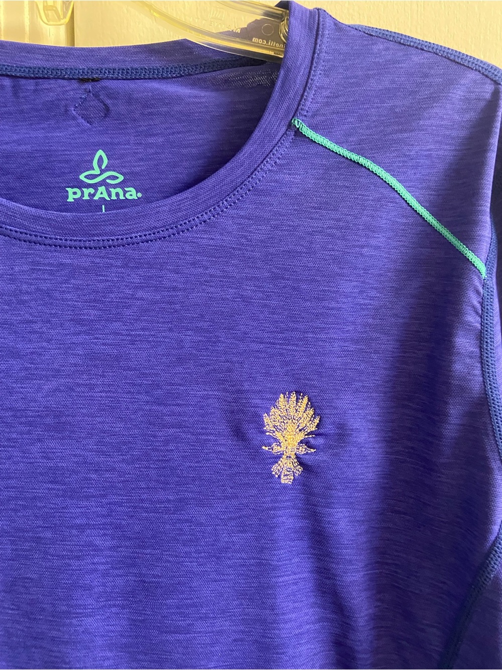 Prana purple Long Sleeve Active Top with Aqua Stitching Large - Picture 4 of 8